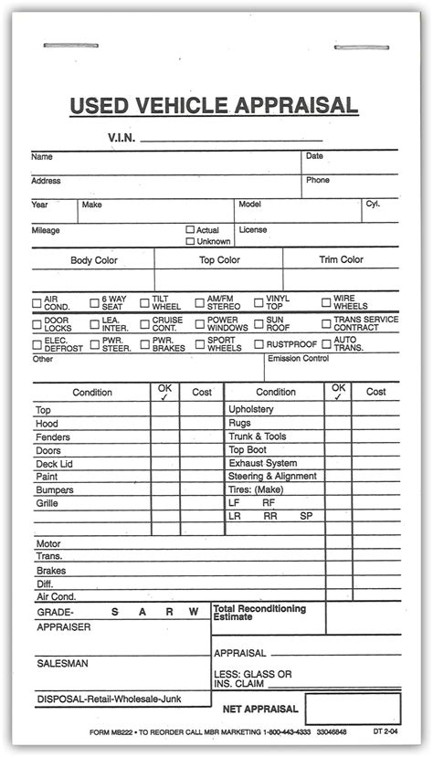 Used Vehicle Appraisal Form Fill Out Sign Online And - vrogue.co