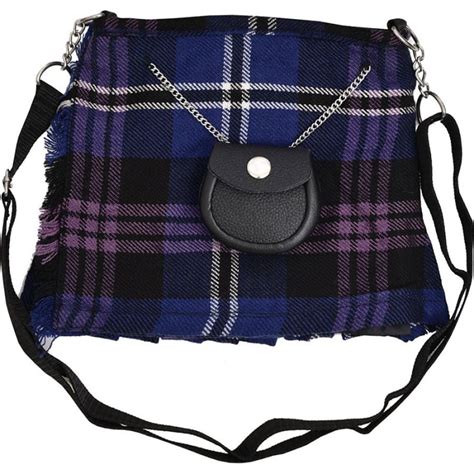 SCOTTISH HERITAGE OF SCOTLAND TARTAN LADIES KILT SHAPED PURSE, TRADITIONAL CLOTHING HAND BAG ...