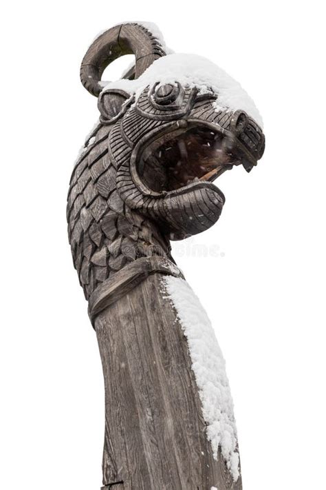 Wooden Dragon Head on Drakkar on a White Background is Isolated Editorial Image - Image of ...