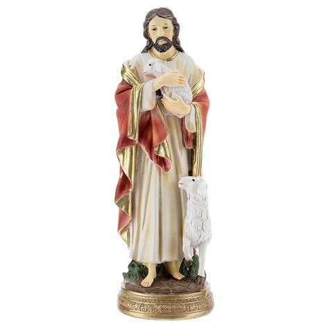 Jesus the Good Shepherd statue with sheep h 20 cm | online sales on HOLYART.com