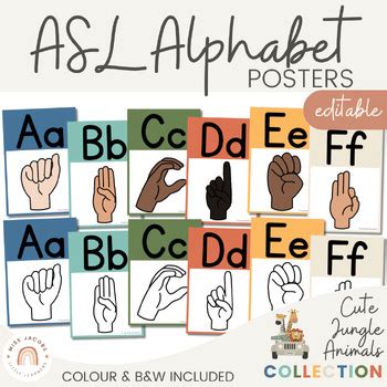 ASL (American Sign Language) Alphabet Posters | Cute Jungle Animals Decor