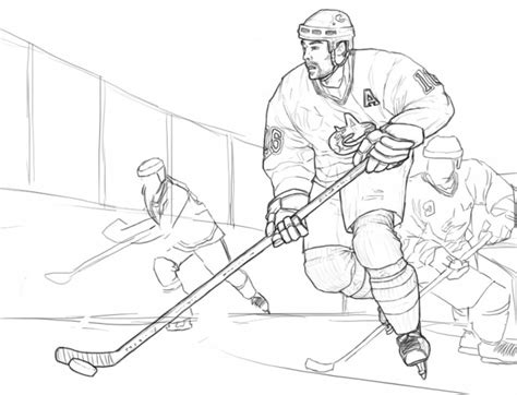 Coloriage Match de Hockey sur glace au crayon dessin gratuit à imprimer