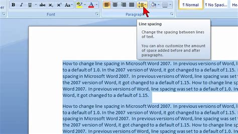 Change spacing between lines in word 2007 - yaload