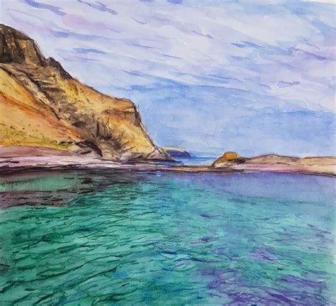 View from Second Valley Jetty in watercolor by Christine Davis | Artwork Archive