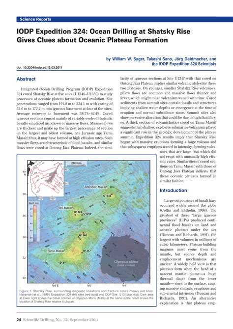 (PDF) IODP Expedition 324: Ocean Drilling at Shatsky Rise Gives Clues ...