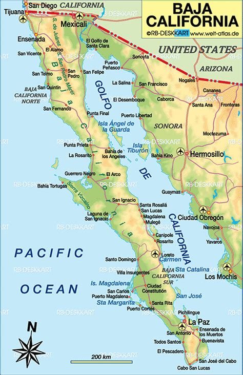 Map Of Baja California Mexico – Topographic Map of Usa with States