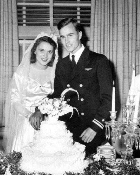 George and Barbara Bush, Wedding Day, January 1945 : r/OldSchoolCool