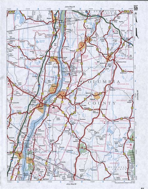 Map of Columbia County, New York state. Detailed image map of Columbia