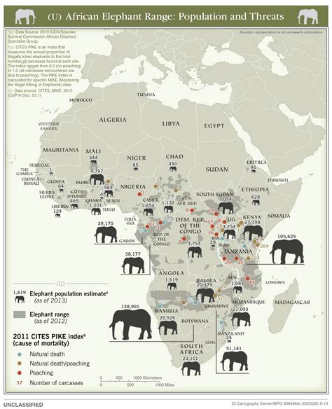 CIA map of elephant populations in Africa, 2013 [2068 x 2551] : r/MapPorn