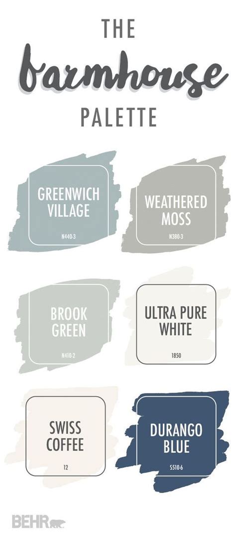 Check out this farmhouse chic color palette from BEHR Paint to find the ...