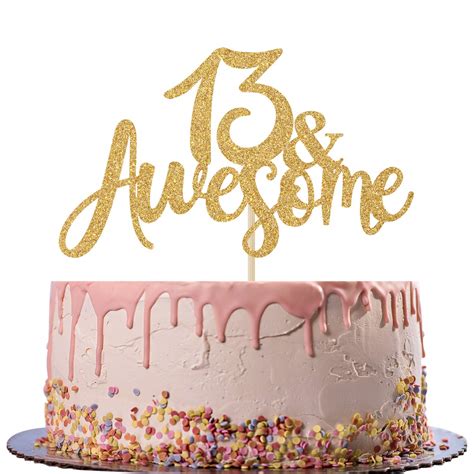 Buy Glitter 13 Awesome Cake Topper - Happy 13th Birthday, Official 13 Teenager, Boy Girl 13 Year ...