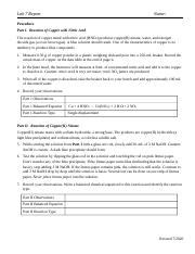 Lab 7 Report Reaction Types - Copper Chemistry JK.docx - Lab 7 Report ...