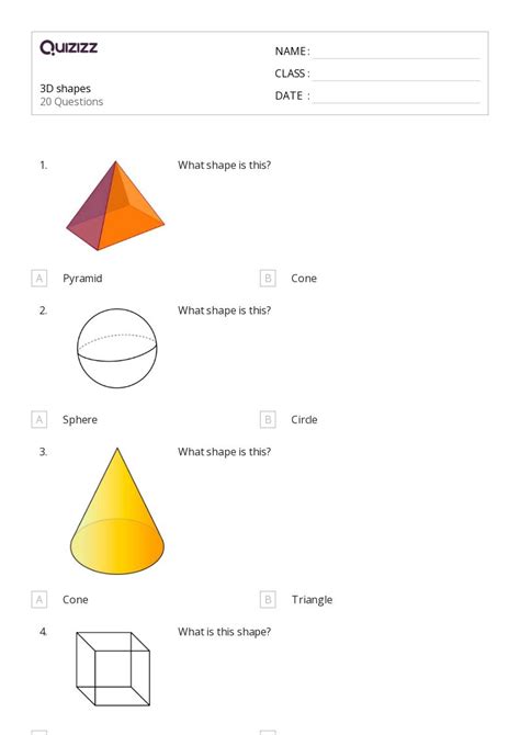 50+ 3D Shapes worksheets on Quizizz | Free & Printable