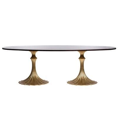 Gold Fluted Double Base Dining Table