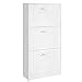 VASAGLE 3-Tier Wooden Shoe Cabinet, Storage Cupboard With 3 Flip Doors, Perfect for Narrow ...