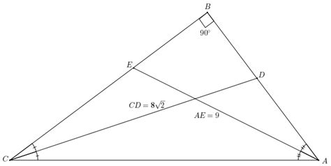 geometry - Find hypotenuse given acute angle bisectors - Mathematics ...