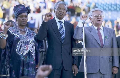 Nelson Mandela with Winnie Mandela and Joe Slovo. Meeting of ANC ...