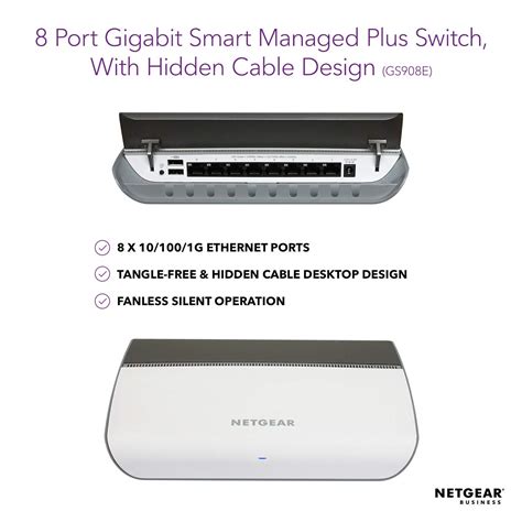 NETGEAR 8-Port Gigabit Ethernet Smart Managed Plus Switch (GS908E) - Desktop Housing with ...