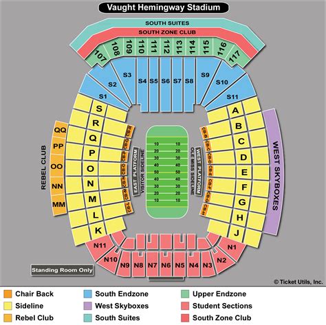 Interactive Seating Vaught Hemingway Stadium Seating Chart W