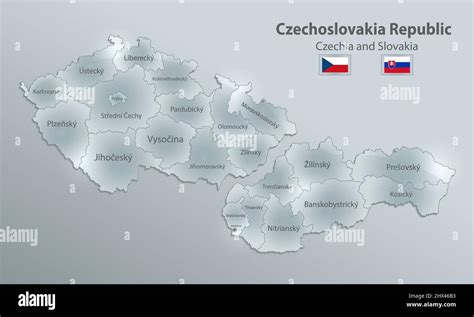 Czechia and Slovakia map, Czechoslovakia Republic, administrative division separates regions and ...