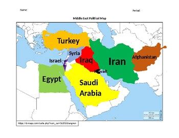 Middle East (Southwest Asia) Political Map by Wilson Hein Creations