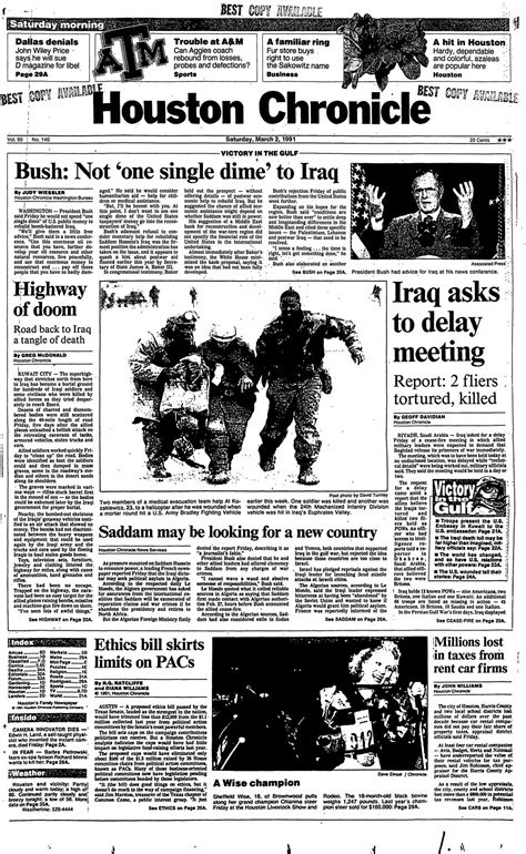 Houston Chronicle Page One: March 2, 1991