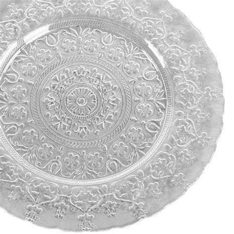 Koyal Wholesale Bulk Bloom Clear Glass Embossed Charger Plates, Set of ...