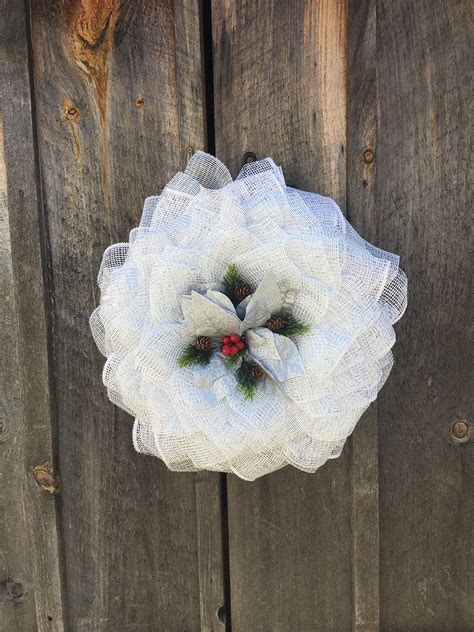 Christmas flower white flower wreath christmas decor | Etsy