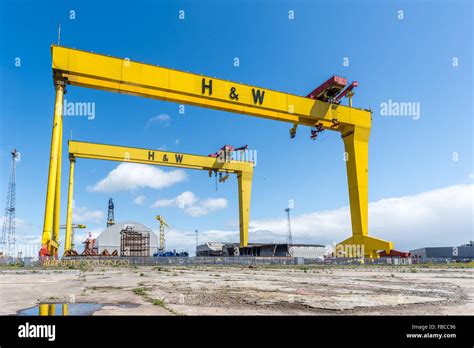 The Harland & Wolff cranes Samson & Goliath in the H&W shipyard where Stock Photo, Royalty Free ...