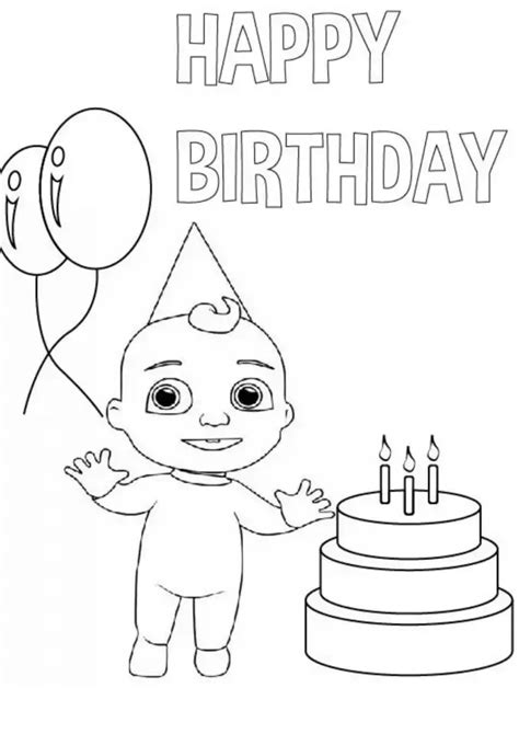 Cocomelon Coloring Pages - JJ happy Birthday - Coloring with Kids ...