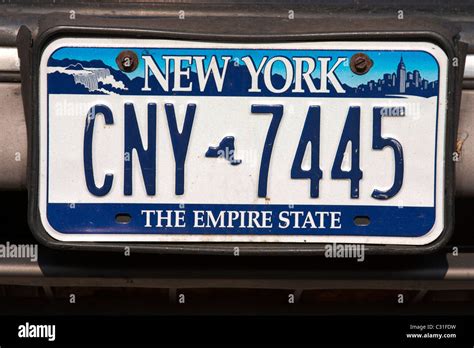 NEW YORK STATE LICENSE PLATE, MANHATTAN, NEW YORK CITY, UNITED STATES OF AMERICA, USA Stock ...