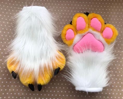 Fursuit Paws White Furry Paws with Claws Pink Puffy Paws | Etsy