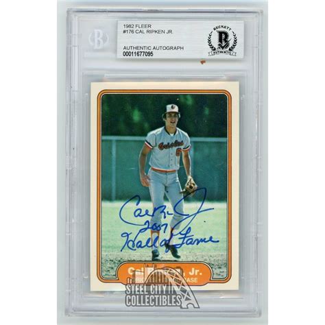 Cal Ripken Jr 2007 Hall Of Fame 1982 Fleer Autographed Card #176 - BAS | Steel City Collectibles