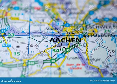 Aachen on map stock photo. Image of satellite, planner - 97136364