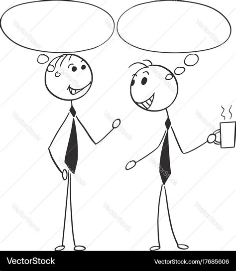 Cartoon of two men male business people talking Vector Image