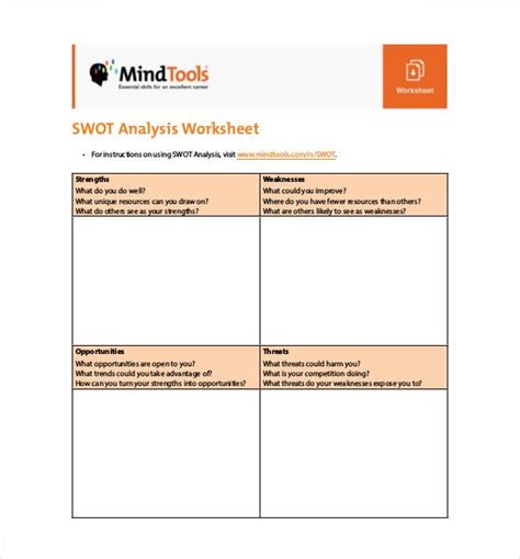 SWOT Analysis Templates | 17+ Free Printable Word, Excel & PDF Examples | Swot analysis template ...