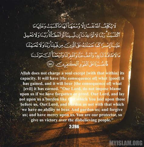 Virtues and Benefits Of the Last 2 Ayats of Surah Baqarah (Quran 2:285-286) | Islamic quotes ...