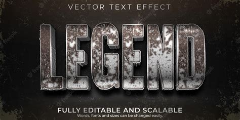 Premium Vector | Legend text effect, editable metallic and eroded text ...