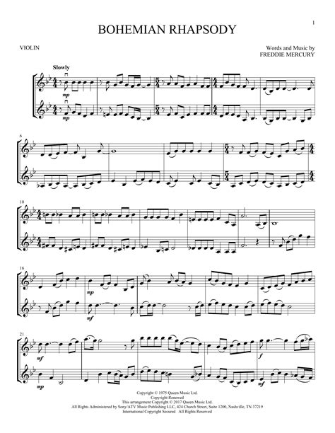 Queen "Bohemian Rhapsody" Sheet Music Notes | Download Printable PDF ...