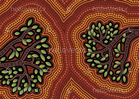 Aboriginal artwork with tree - Download Graphics & Vectors