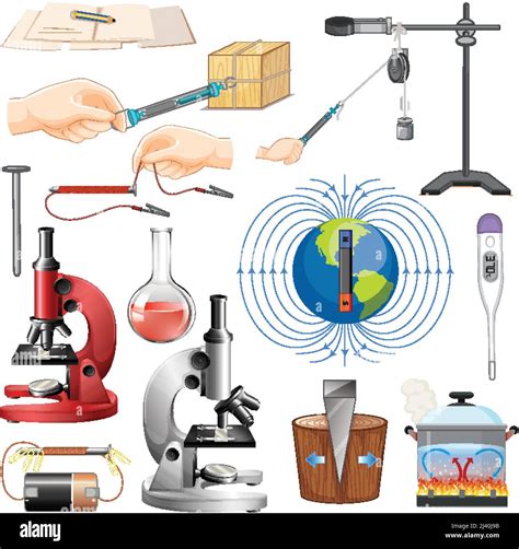 Science equipments on white background illustration Stock Vector Image ...