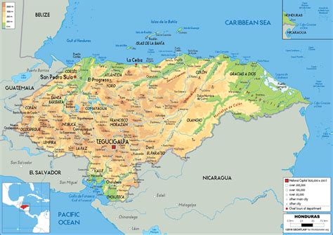 Honduras Map (Physical) - Worldometer