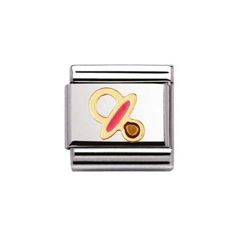 Nomination Classic Gold and Enamel Daily Life Pink Dummy Pacifier Charm - Andrew Berry Jewellery