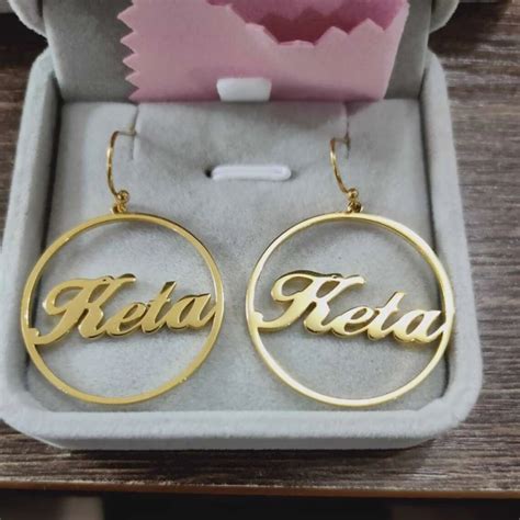 18K Gold Hoop Earringscustom Name Hoop Earringsnameplate - Etsy