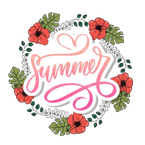 Premium Vector | Summer lettering word letters with flowers and leaves