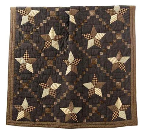 Primitive Farmhouse Black and Tan Star Quilt Throw | Throw quilt, Quilt ...