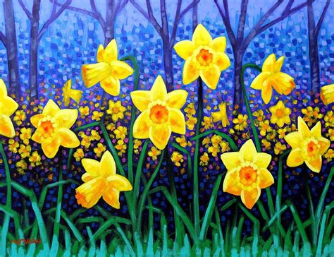 Acrylic Painting - Daffodil Dance by John Nolan | Abstract flower ...