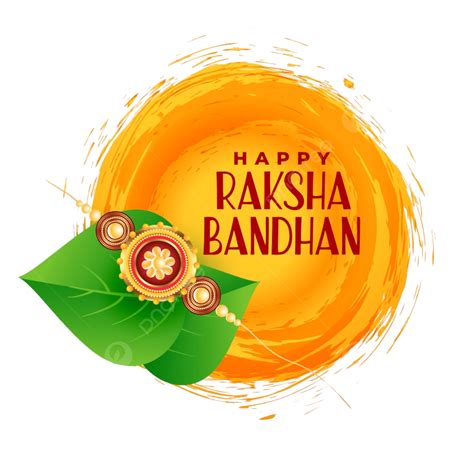 Happy Raksha Bandhan Greeting Design With Leaves, Card, Cultural ...