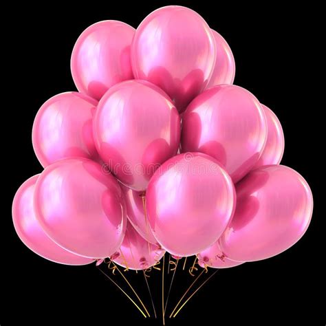 Pink Balloons Happy Birthday Party Decoration Glossy Stock Illustration - Illustration of bright ...