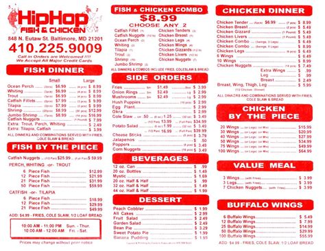 Hip Hop Fish & Chicken Menu - Urbanspoon/Zomato